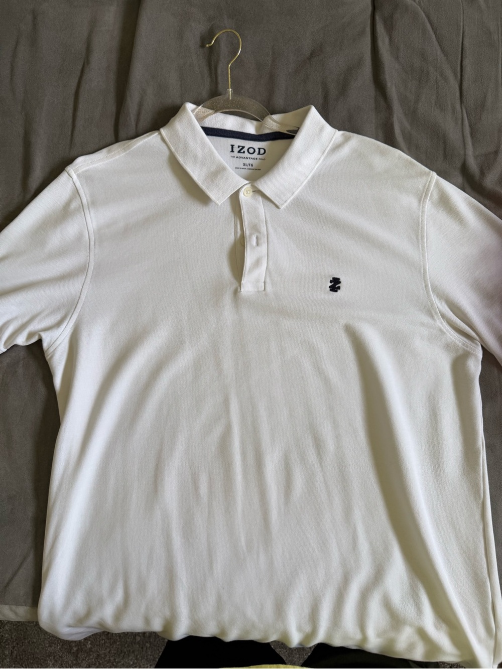 Izod Men’s White Polo with Navy Logo